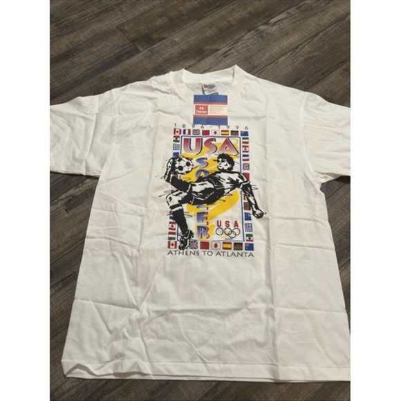 Hanes Other - 1996 Atlanta Olympics Soccer Vintage Men's Tee‎ L Single Stitch NWT Rare